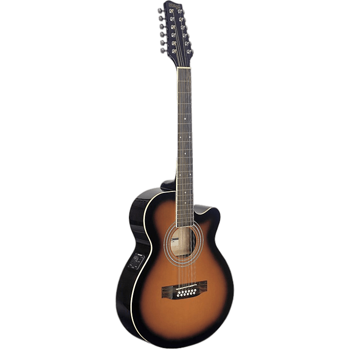 Stagg Mini-Jumbo Electro-Acoustic Cutaway 12-String Concert Guitar 3-Color Sunburst