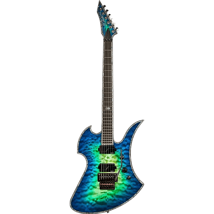 B.C. Rich Mockingbird Extreme Exotic with Floyd Rose Electric Guitar Cyan Blue