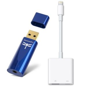 AUDIOQUEST - DragonFly Cobalt USB DAC/Headphone Amplifier with Apple Lightning to USB 3 Camera Kit