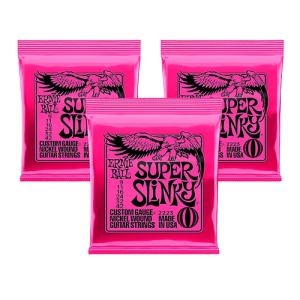 Ernie Ball 2223 Nickel Super Slinky Pink Electric Guitar Strings 3 Pack