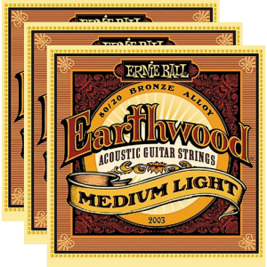 Ernie Ball 2003 Earthwood 80/20 Bronze Medium Light Acoustic Strings (3-Pack)
