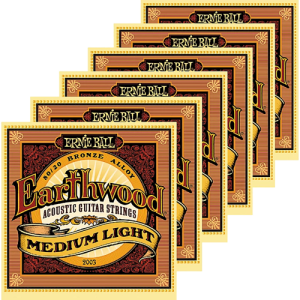 Ernie Ball 2003 Earthwood 80/20 Bronze Medium Light Acoustic Strings 6 Pack