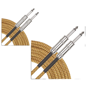 Musician's Gear Standard Instrument Cable Tweed-20 ft.-Gold (2 Pack)