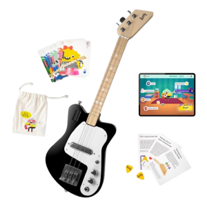 Loog Mini 3 String Electric Guitar for Young Beginners with Built In Amp